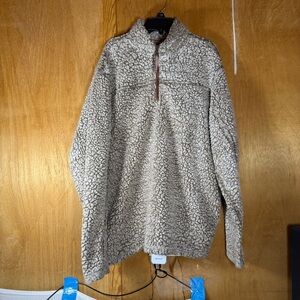 Alpine Sherpa Men’s L 1/4 Zip Fleece Pullover Jacket Tan/CreM Pockets Large NWOT